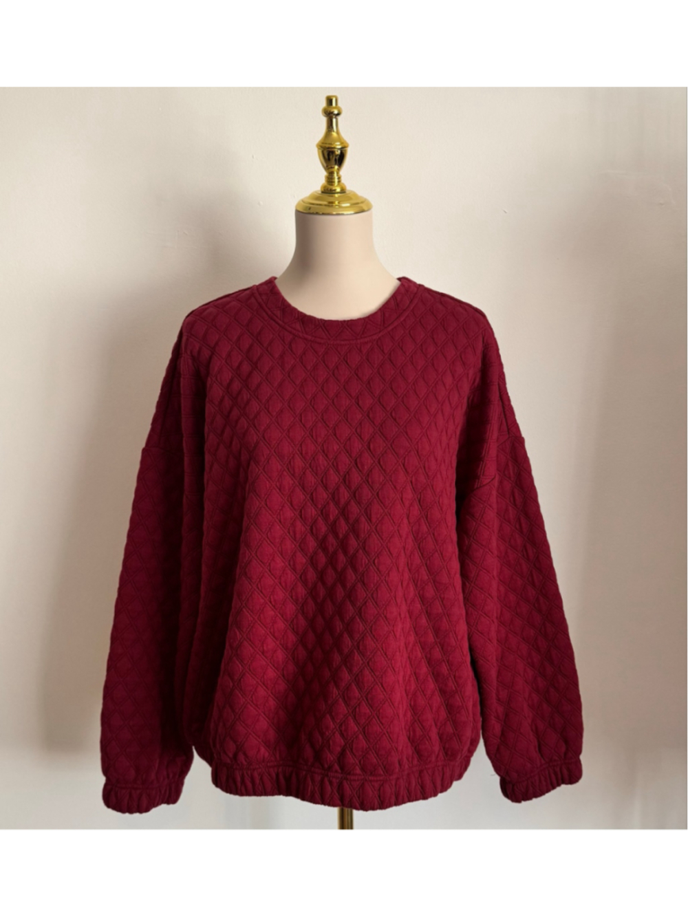 Women's Time and Tru Quilted Sweatshirt Burgundy XL